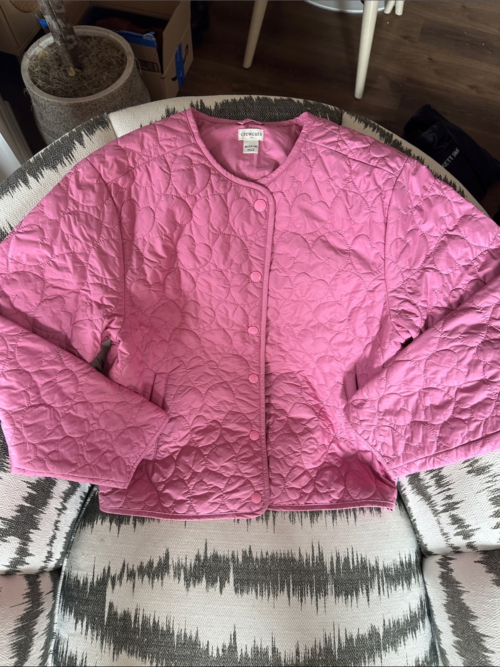 Crewcuts Quilted Pink Snap-Front Puffer Jacket